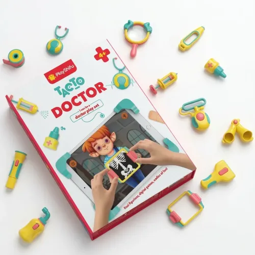 PlayShifu Shifu Tacto: Doctor interaktivt lekset för doktorlek med leksaksdelar med medicinskt tema på vit bakgrund