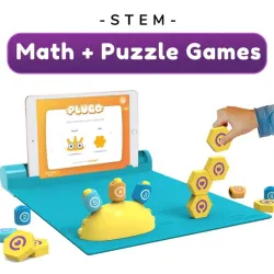 Child engaging with Shifu Plugo STEM Wiz Pack, enhancing math, vocabulary, and puzzle-solving skills through AR-powered play.